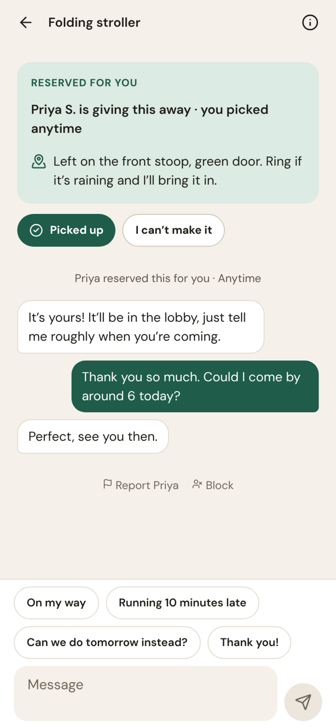 Requests on your item, in the order they arrived